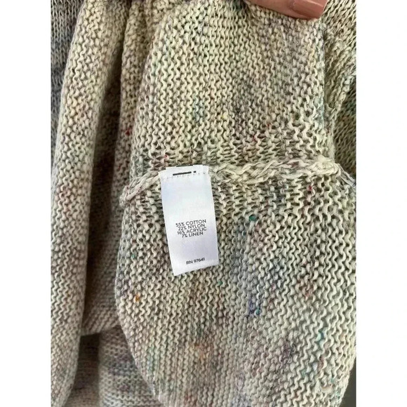 J. Jill Women's Linen Blend Knitted Sweater Size Medium Ribbed Details Cream - Picture 4 of 7